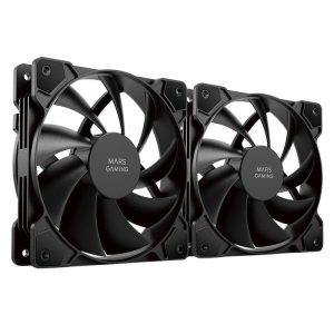 Mars Gaming MFPROX2W Ventole professionali - Ultra silenziose - Cuscinetti FDB - Connettività 3PIN+4PIN - Set da 2 Unità - Bianco o Nero - Colore Nero