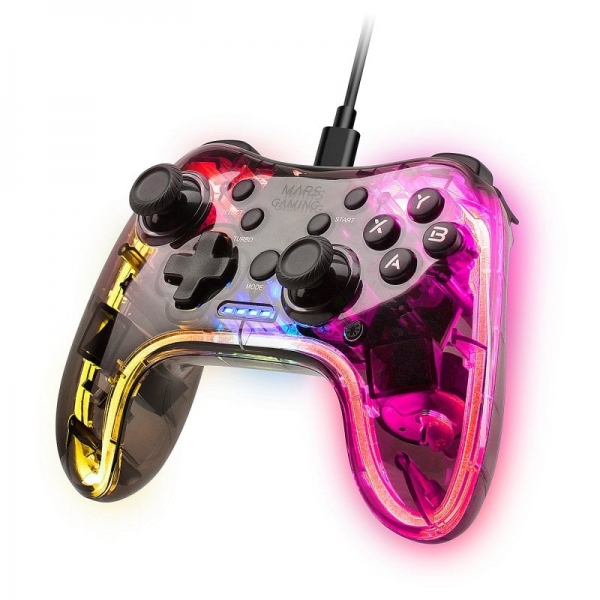 Mars Gaming MGP-C Gamepad professionale - Illuminazione NEON RGB - Doppia vibrazione aptica - Compatibilità multipiattaforma - 20 pulsanti tattili - Colori vari