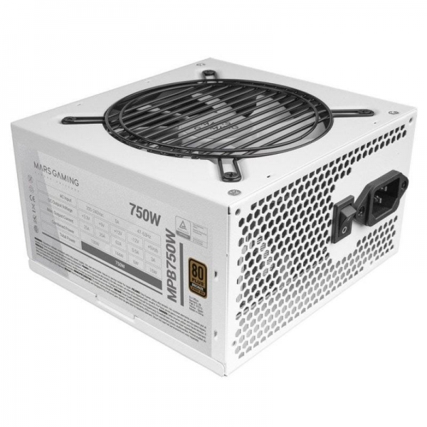 Mars Gaming MPB750 Alimentatore - 750W - 80Plus Bronze - AI-RPM silenzioso - Cavi piatti - Protezione avanzata - Certificazione TÜV Rheinland - Colore Bianco