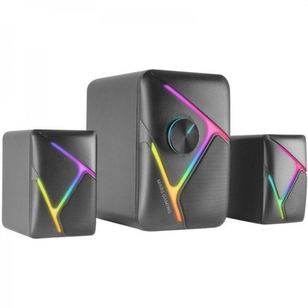Mars Gaming MS-H21 Altoparlante da gaming - Audio 2.1 35W - Driver 3D Surround - Illuminazione RGB - Controllo frontale - Connessione Plug & Play - Colore Nero