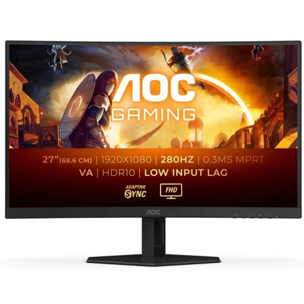 Monitor AOC G4 da 27" curvo 1500R LED Fast Va FullHD 280Hz HDR10 - Risposta 1ms - Angolo di visione 178° - HDMI