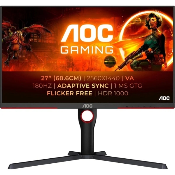 Monitor AOC G3 27" Mini LED VA QHD HDR1000 180Hz - Risposta 1ms - Regolabile in altezza