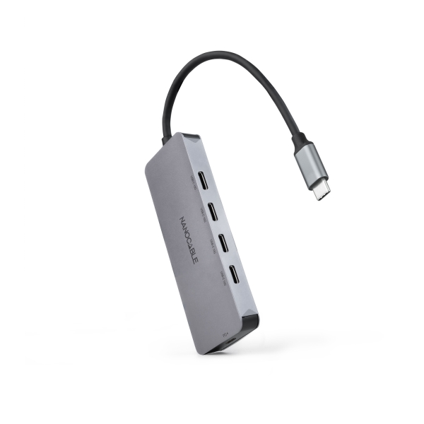 Hub USB-C 3.2 Nanocable con 4 porte USB-C 3.2 + 1 porta USB-C PD 100W - Veloc...