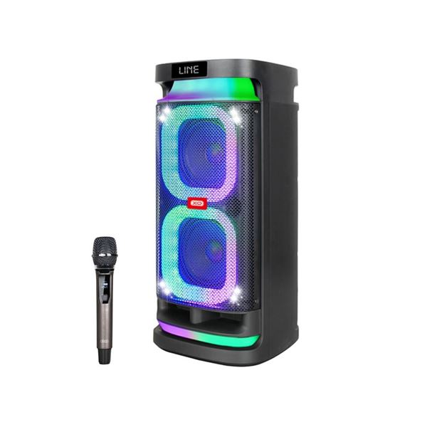 XO F58 Altoparlante Karaoke - Bluetooth - 40W - Illuminazione RGB - Microfono wireless incluso - Ingresso per strumenti e microfoni aggiuntivi - Colore Nero