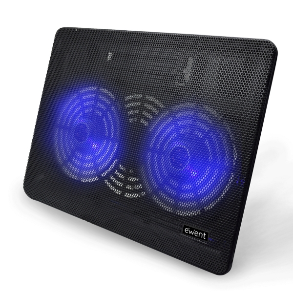 Ewent EW1256 Base di raffreddamento per laptop fino a 17" - 2 ventole - Altezza regolabile - Colore Nero