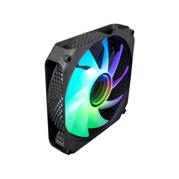 Coolbox Infinity Ventola ARGB - Effetto tunnel di colori - Silenziosa - Cuscinetto idraulico - Colore Nero