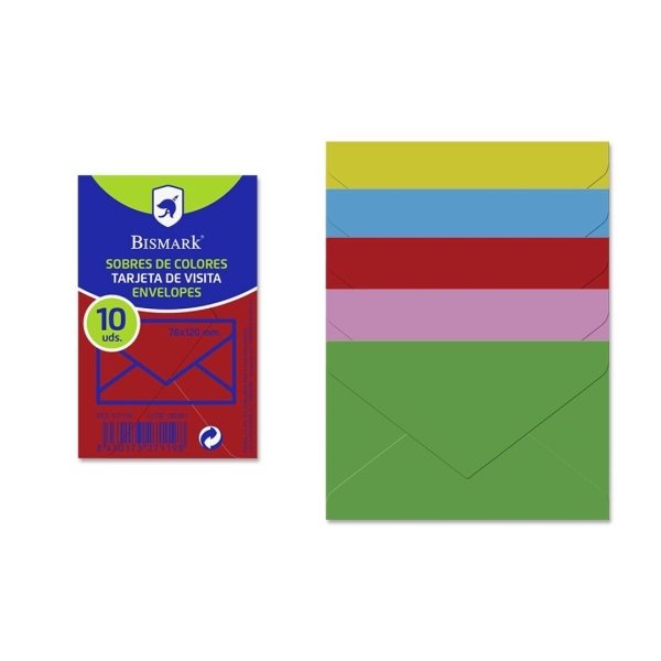 Bismark Confezione da 10 buste di carta - Misure 76x120 mm - Colori assortiti