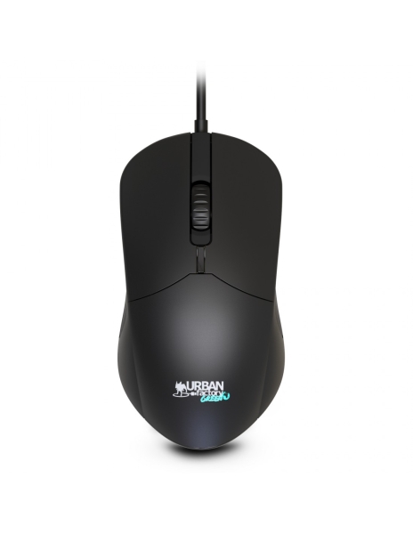 Urban Factory Cyclee Mouse con cavo - 1200 dpi - Connessione USB-A - Adattatore USB-C - Utilizzo ambidestro - Colore Nero