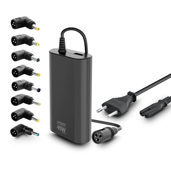 Urban Factory Alee Caricabatterie universale per laptop da 45 W - 1x USB-A - Colore Nero