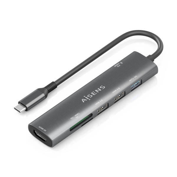 Aisens USB-C Dock 7 in 1 - USB-C a 1xHDMI - 2xUSB-A 2.0 - 1xUSB-A 3.0 - 1xUSB...