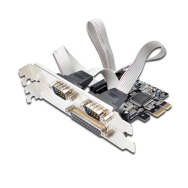 Scheda di interfaccia PCI-Express Ewent - Combinazione di connessioni seriali e parallele - 2xD-sub 9 Maschio - 1x D-sub 25 Femmina - Colore Alluminio
