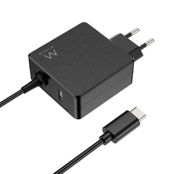 Ewent Caricabatterie da muro USB-C di 65 W - Power Delivery - USB-A aggiuntivo - Cavo da 1
