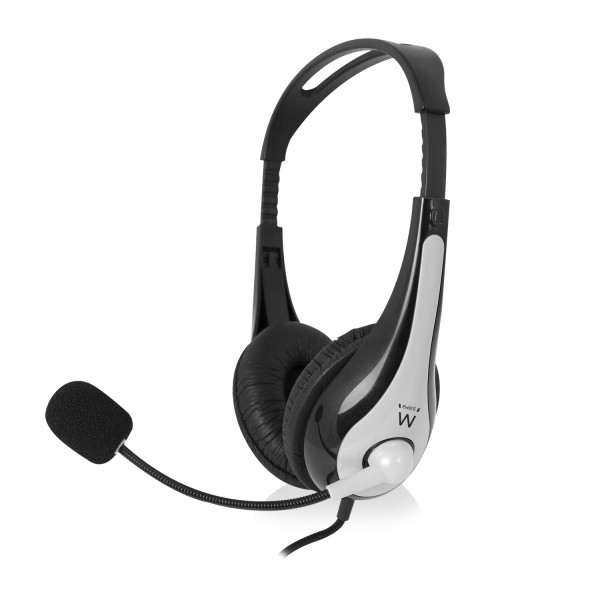 Ewent Auricolari Stereo USB - Microfono integrato - Cavo intrecciato in nylon di 2 m - Colore Nero/Grigio