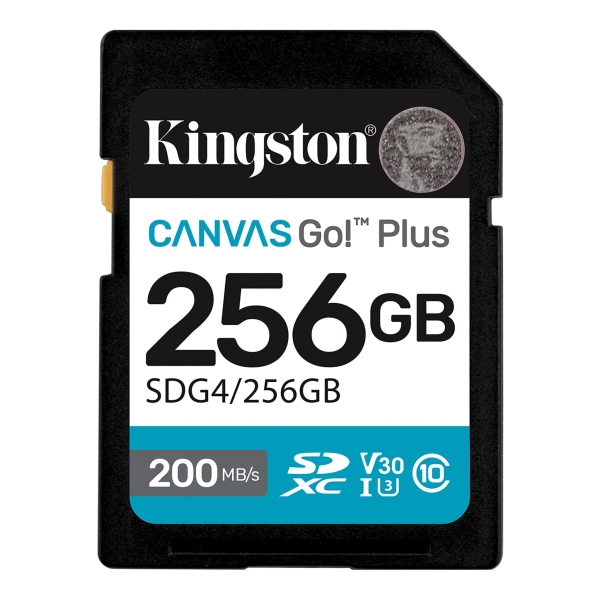 Scheda SDXC Kingston da 256 GB UHS-I U3 V30 Classe 10 200 MB/s Canvas Go Plus