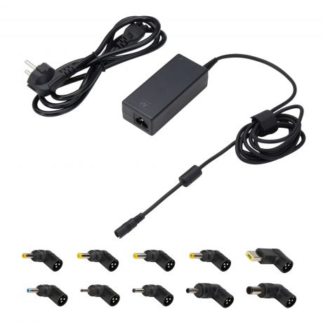 Ewent Caricabatterie universale per laptop di 65 W - 10 spine intercambiabili - Automatico - Gestione intelligente della corrente - Colore Nero