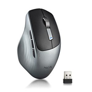 Mouse wireless multimodale NGS 1600 DPI - 6 pulsanti e rotellina di scorrimento - Tasti silenziosi - Colore Nero