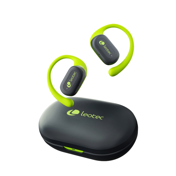 Leotec Open Air Zenith Sport Cuffie Bluetooth 5.4 - Custodia di ricarica - 30 ore di autonomia - Colore verde