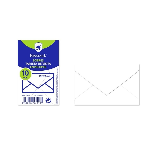 Bismark Confezione da 10 buste di carta 90 g - Misure 76x120 mm - Colore Bianco