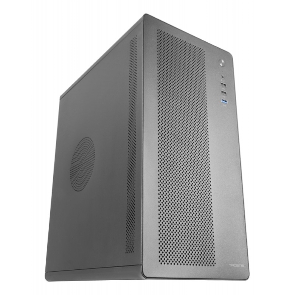 Tacens Aerom Case Minitower Micro ATX/Mini ITX - Ventola ultrasilenziosa da 120 mm - Pannello frontale e laterale in rete - Struttura metallica - Porta audio/USB-A - 380x330x189 mm - Colore Nero