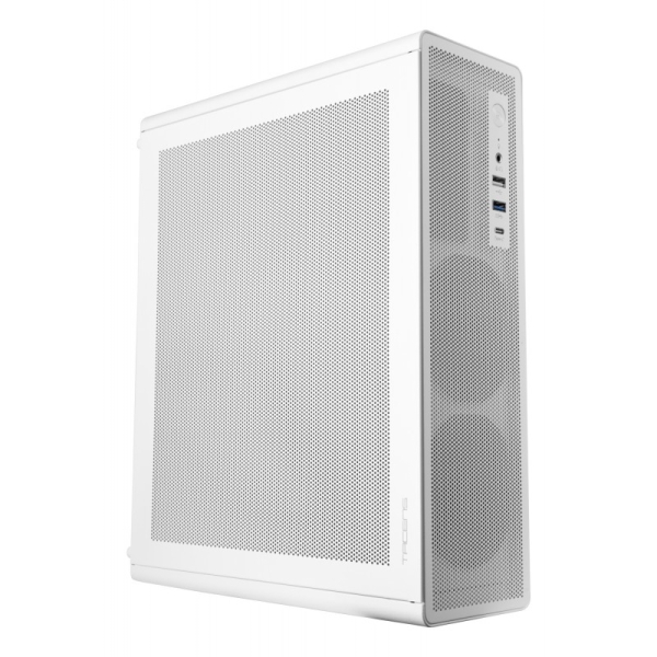 Tacens Aerom Slim 500 Case minitower ultra compatto Micro ATX - Ventola FDB da 90 mm - Alimentatore TFX 500W - Pannello frontale e laterale in rete - Porta USB-A/USB-C/Audio - 334x272x102 mm - Colore Bianco