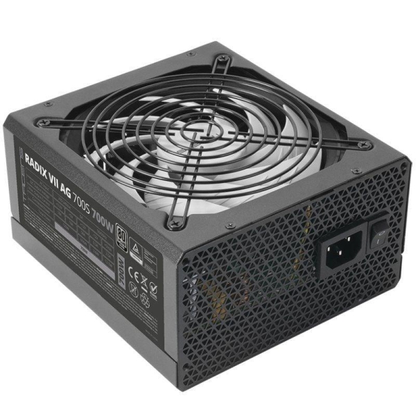 Tacens Radix VII AG 700S Alimentatore 700W ATX - PFC attivo - Ventola da 140 mm a 12 dB - 80 Plus Silver - Cablaggio modulare - 160x150x85 mm - Colore Nero