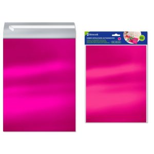Bismark Confezione da 4 buste metallizzate - Misure 324x254 mm - Chiusura autoadesiva - Ideale per regali - Colore rosa metallizzato