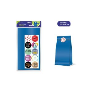 Bismark Confezione da 10 buste in carta Kraft da 50 g con 10 adesivi per la chiusura - Misure 19x36x6 cm - Ideale per regali - Colore Blu