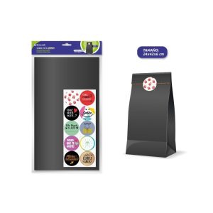 Bismark Confezione da 10 buste in carta Kraft da 50 g con 10 adesivi per la chiusura - Misure 24x42x6 cm - Ideale per regali - Colore Nero
