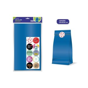 Bismark Confezione da 10 buste in carta Kraft da 50 g con 10 adesivi per la chiusura - Misure 24x42x6 cm - Ideale per regali - Colore Blu
