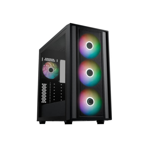 Cooler Master Masterbox 600 Case Mid-Tower ATX/MicroATX/Mini-ITX - 3 ventole frontali RGB da 140 mm - 1 ventola posteriore RGB da 120 mm - Finestra laterale - Griglia in rete metallica - 230x481x474 mm - Colore Nero
