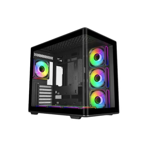 Cooler Master Elite 600 Case Mid-Tower ATX/MicroATX/Mini-ITX - 4 ventole RGB da 120 mm - Vista panoramica - Doppia camera - Audio - 2xUSB-A - 1xUSB-C - 445x285x410 mm - Colore Nero