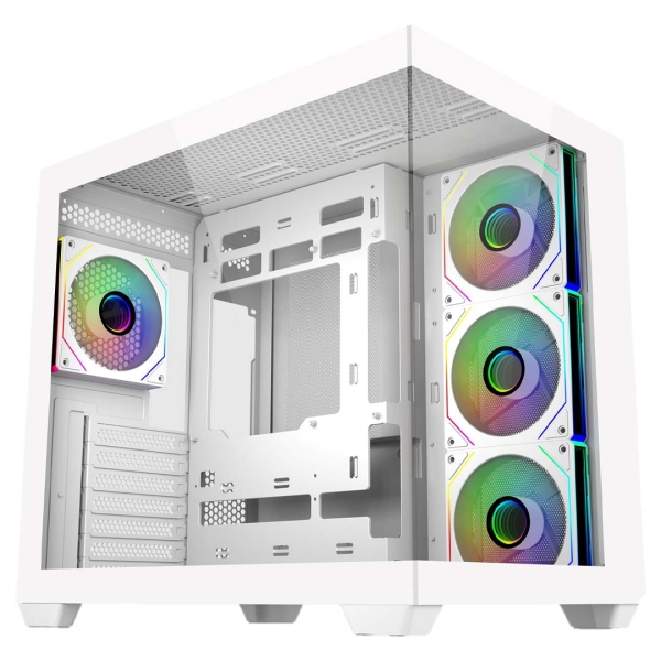 Cooler Master Elite 681 Case semi-tower ATX/MicroATX/Mini-ITX - 4 ventole da 120 mm RGB - Vista panoramica - Doppia camera - Audio - 2xUSB-A - 1xUSB-C - 520x344x440 mm - Colore Bianco