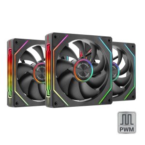 Mars Gaming MF-LINKFINITYKIT2 Confezione da 3 ventole da 120 mm - Illuminazione ARGB Infinity Mirror - Silenzioso 12 dB - Modulare Linkfinity Magnetico - Colore Nero