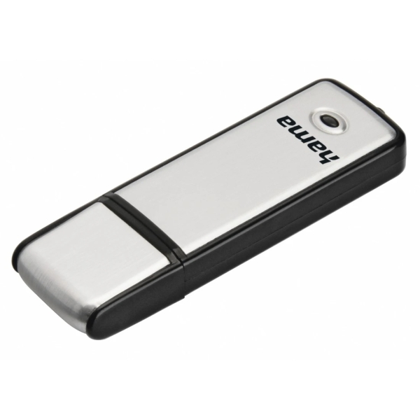 Hama Fancy Chiavetta USB 2.0 con Cappuccio - 128 GB di Capacità - 15 Mb/s di Trasferimento - Alluminio Spazzolato - 20x66x8 mm - Colore Nero e Argento