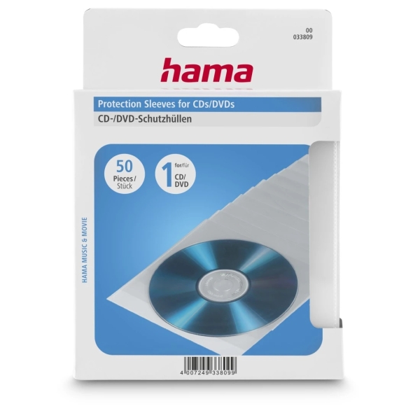 Hama Confezione da 50 custodie per CD/DVD - Polipropilene - 12