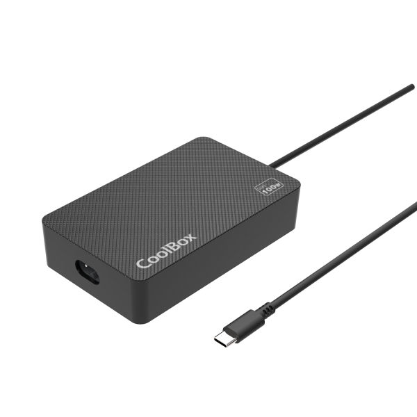 Coolbox NB100 Caricabatterie da muro GaN 100W - USB‑C - PD3.0 Per ricarica rapida intelligente - Selezione automatica della tensione - Colore Nero