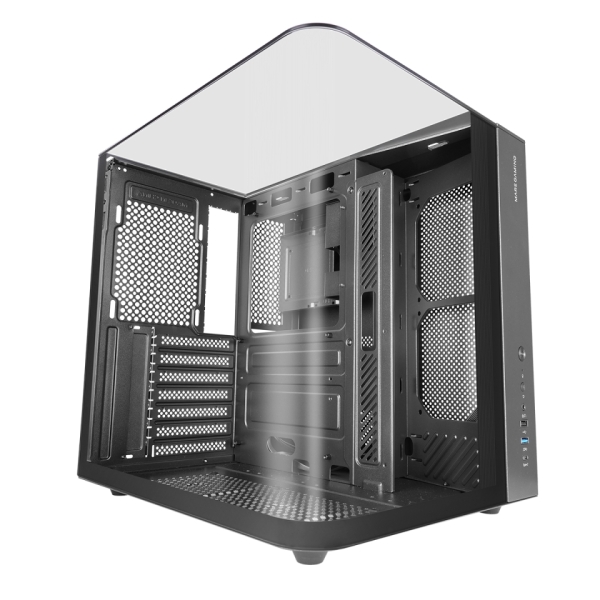 Mars Gaming MC-INFINIOLITE Case Tower ATX - Struttura a doppia camera - Vetro temperato curvo e superiore - USB-C - USB 3.0 - USB 2.0 - Audio HD - 355x293x350 mm - Colore Nero
