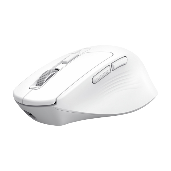 Trust Niven Mouse wireless a 7 pulsanti - Regolabile fino a 3200 dpi - Bluetooth - Ricaricabile - Indicatori LED - Clic silenzioso - Ricevitore USB-C - Multidispositivo - 44x73x110 mm - Colore Bianco