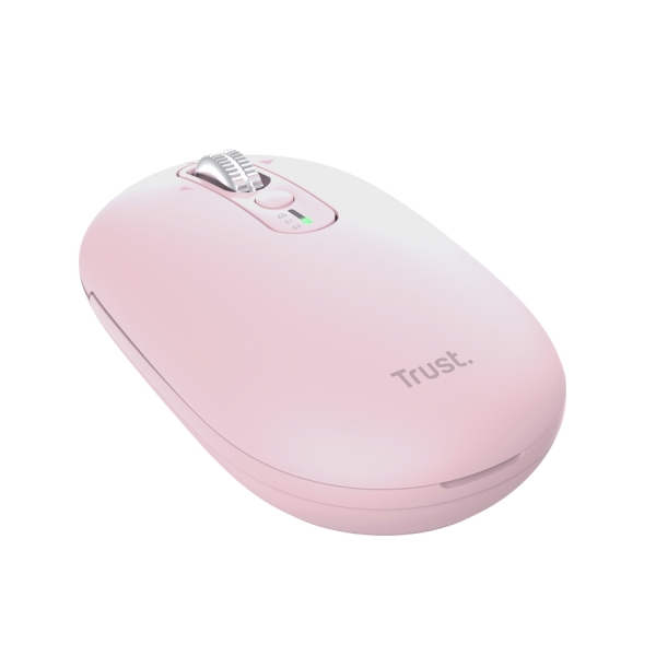 Trust Seron Mouse Wireless - Regolabile fino a 3200 dpi - Bluetooth - Ricaricabile - Clic silenzioso - Ricevitore USB-C - Multipiattaforma - 31x62x111 mm - Colore rosa