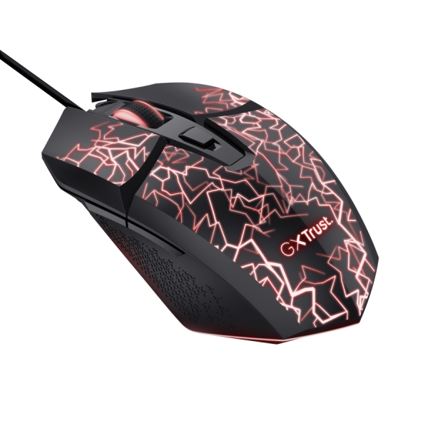 Trust GXT 113 Felox Mouse da gioco con 6 pulsanti - Regolabile fino a 6400 dpi - Luce LED RGB - 42x70x131 mm - Colore Nero