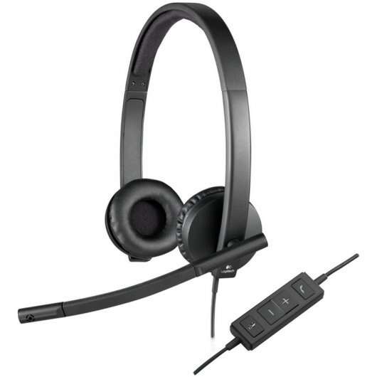 Cuffie Logitech H570E con microfono USB - Microfono pieghevole - Archetto regolabile - Cuscinetti imbottiti - Controlli sul cavo - Colore Nero