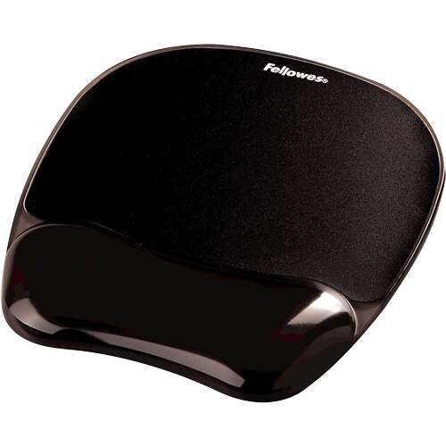 Tappetino Fellowes Crystal con poggiapolsi in gel - Resistente alle macchie - 20x23 cm - Colore Nero