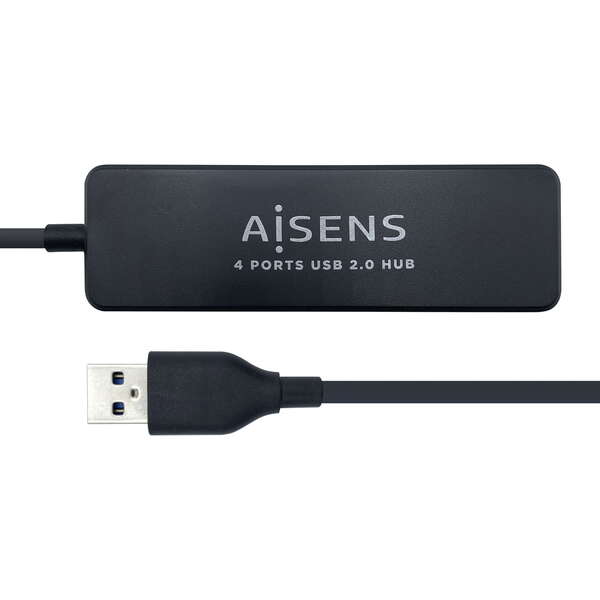 Hub USB 2.0 Aisens - Da tipo A Maschio a 4x tipo A Femmina - 30 cm - Colore Nero