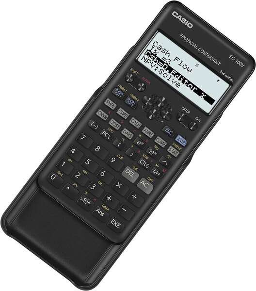 Casio FC-100V-2 Calcolatrice finanziaria - Display a 4 righe - Visualizzazione simultanea di diversi parametri - Tasti di accesso diretto - Alimentazione a batterie