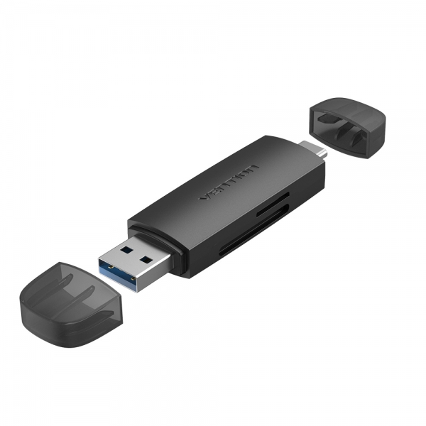 Vention Lettore di schede esterno USB 3.0 e USB-C - Colore Nero