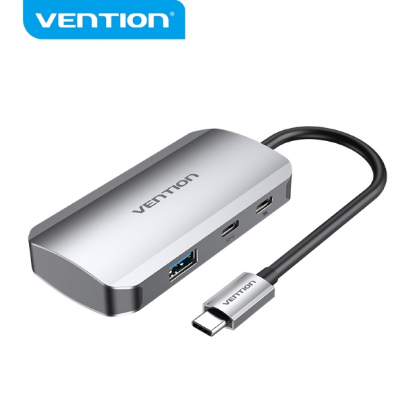 Vention HUB 5 in 1 da USB-C a 3xUSB 3.0/USB-C Gen1/PD 100 W - 0,15 m - Colore Grigio