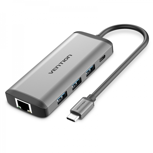 Docking station Vention 7 in 1 USB-C a HDMI 4K/3xUSB3.0/RJ45/lettore SD/TF/PD 87 W - 0