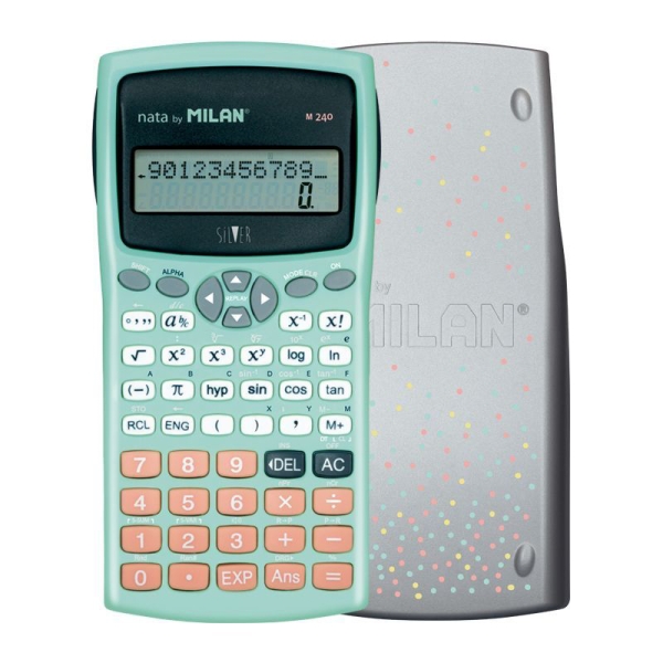 Milan M240 Silver Calcolatrice scientifica a 10+2 cifre - Display a 2 righe - 240 funzioni integrate