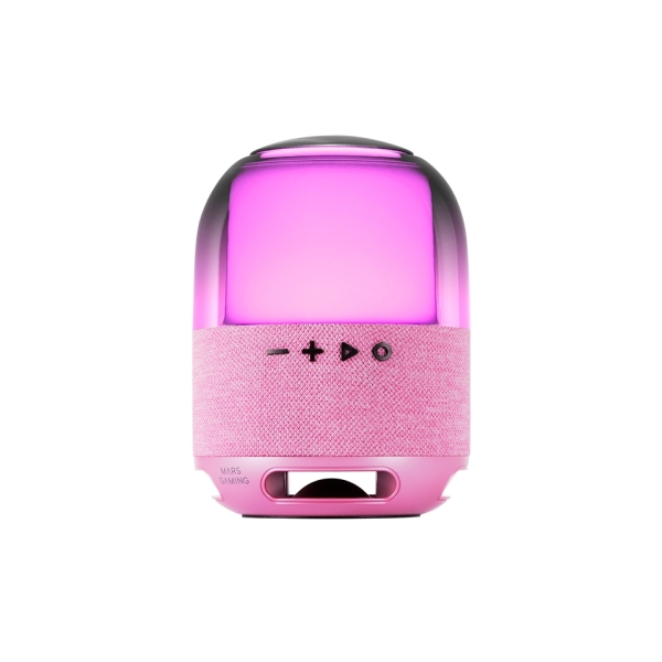 Mars Gaming MS-FLOW Altoparlante Bluetooth di 15 W - Luci RGB a 360 gradi - Batteria da 2000 mAh - Compatto - Portata fino a 10 m - Colore rosa