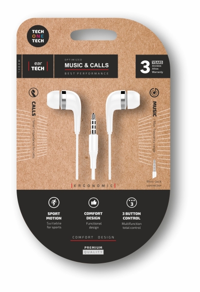 TechOneTech Soft EearTech Auricolari intraurali - Microfono integrato - Mini jack da 3